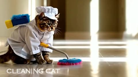 cleaning cat