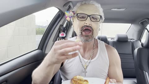 Granny Goatee reviews Denny's NEW Salted Caramel Banana Stuffed French Toast! STUFFED!