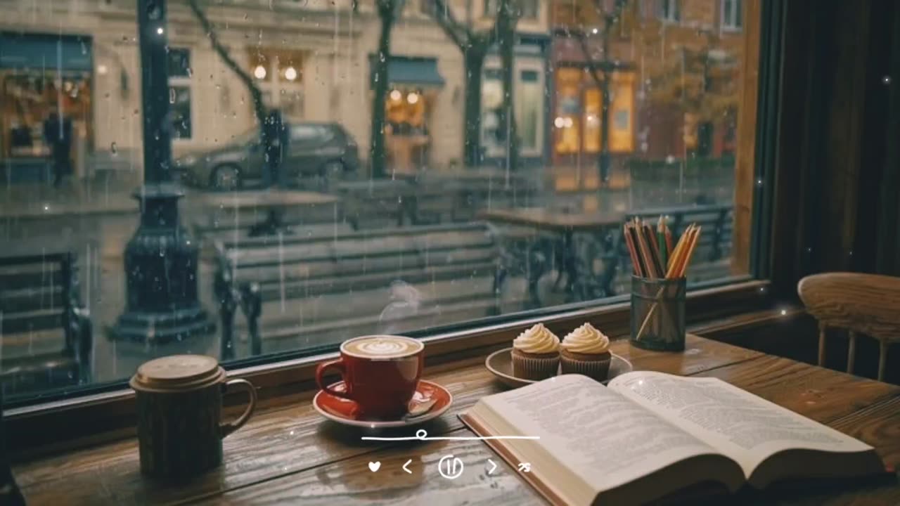Cozy Cafe ambience with snowfall and Lofi Music