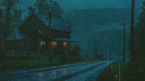 "Heavy Rain Sounds with Cozy House View | Sleep, Study, Relax"