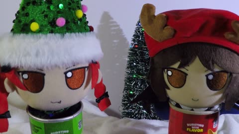 A bird and cat wish you a Merry Christmas.