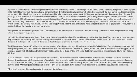 Mr. Weaver - An Account of Corporal Punishment in School