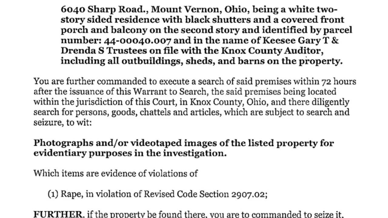 Search Warrant | Gary Thomas Keesee, Jr. | Records Request