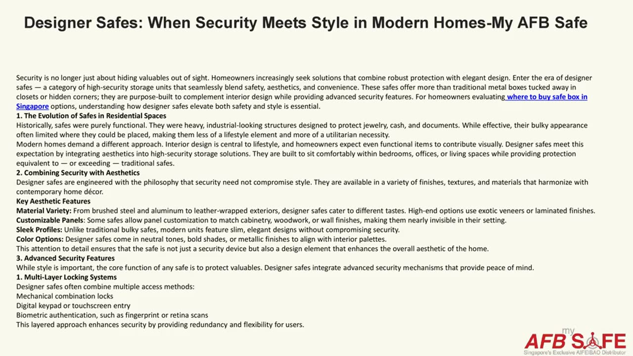 Designer Safes: When Security Meets Style in Modern Homes-My AFB Safe