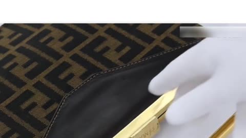 FENDI Zucca Canvas Handbag – Gold, Black & Brown Elegance
