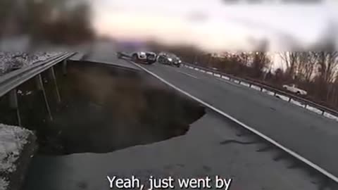 Police body-camera footage captured the massive hole that has shuttered the roadway since December.