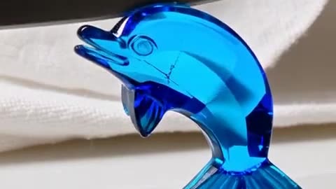 Perfect Blue Sapphire Dolphin Slice | Glass Cutting ASMR Knife Satisfying Video 🔪💎