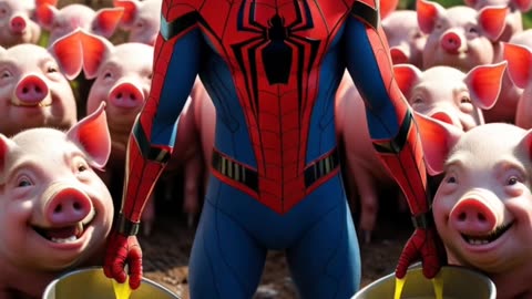 Pigs Attack! Iron Man to the Rescue! 😂 #Comedy #Shorts