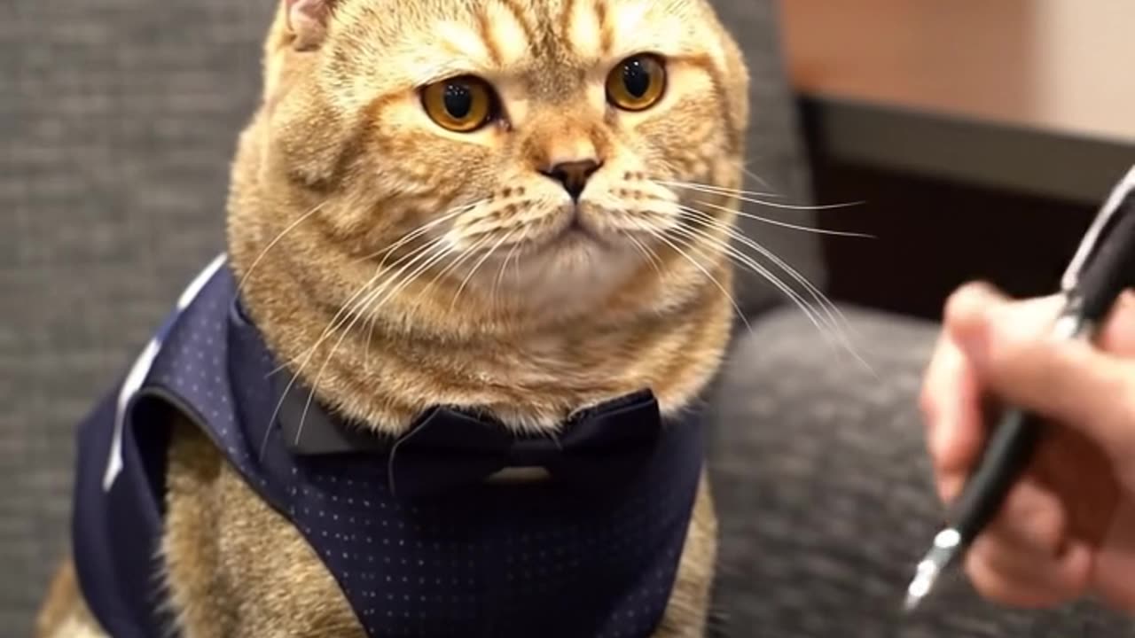 Cat being interviewed as a celebrity 📺🎤🎥