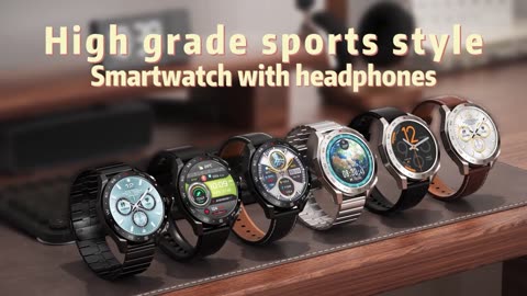 New Upgraded 2-in-1 Smart Watch with Earphone Built-in Speaker NFC Bluetooth Call Heart Rate