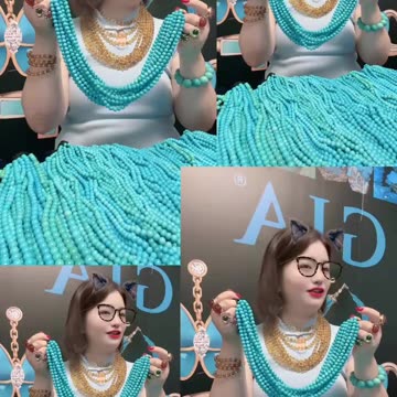 20250707-10 Sleeping Beauty Turquoise Bead Strand: Interstellar Blue Bead Necklace Around Neck