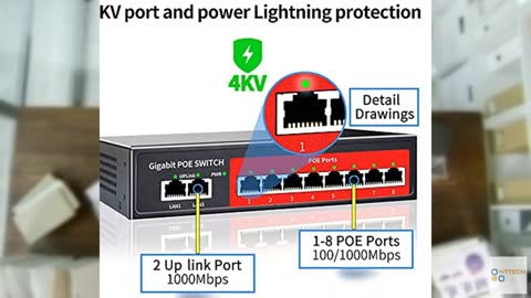 8 Port Gigabit PoE Switch with 2 Gigabit Uplink,802.3af/at Compliant,120W Built-