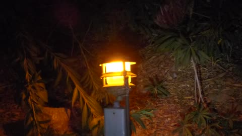 Close up on light outside hotel window