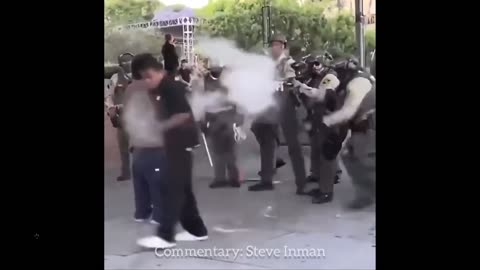 That clip - with Steve Inman narration! Nice - Anti-Ice rioter threw shit gets hit