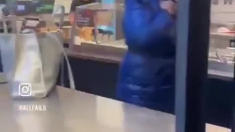 Loud disgusting black woman spits in a man's face. Now he needs to get tested for AIDS.