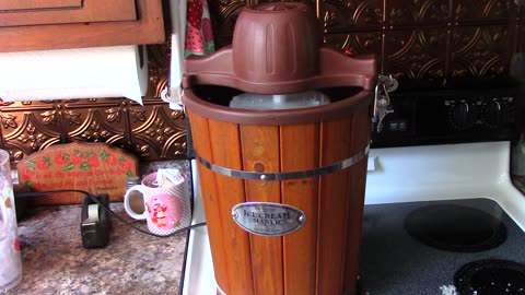 Nostalgic Ice Cream Machine in the kitchen making homemade vanilla 2
