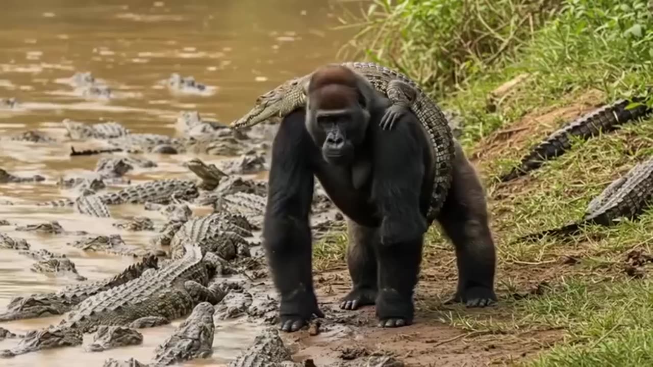 Gorilla Vs Crocodile