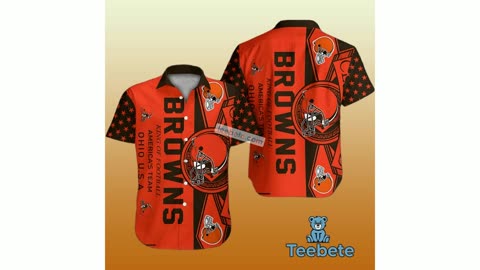 Football Team Cleveland Browns Orange Camouflage Hawaiian Shirt