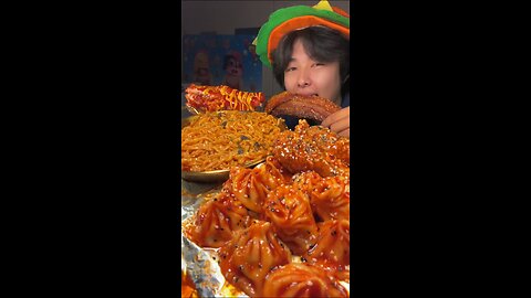 Immersive eating of crispy pork belly, Dumplings