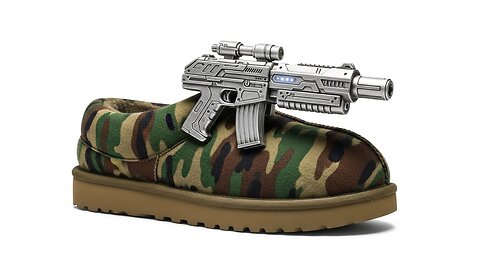 Military Camouflage ugg slipper With a miniature Sci fi Gun