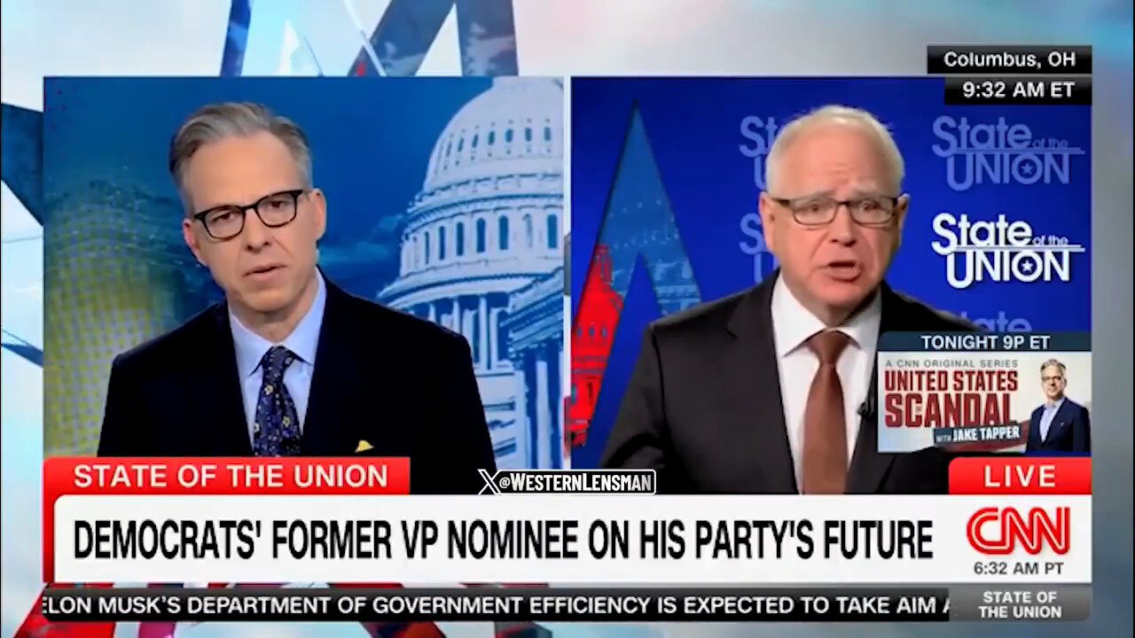Tim Walz SQUIRMS When Jake Tapper (!) Asks Him About Dems Taking Responsibility For Running Biden