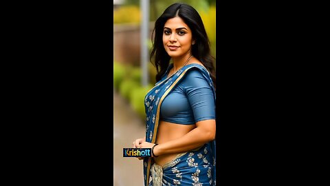 woman in blue saree