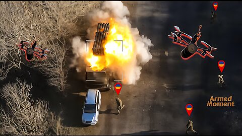 Direct Drone Hit on Ukrainian Rocket Launcher — Rare Battlefield Video