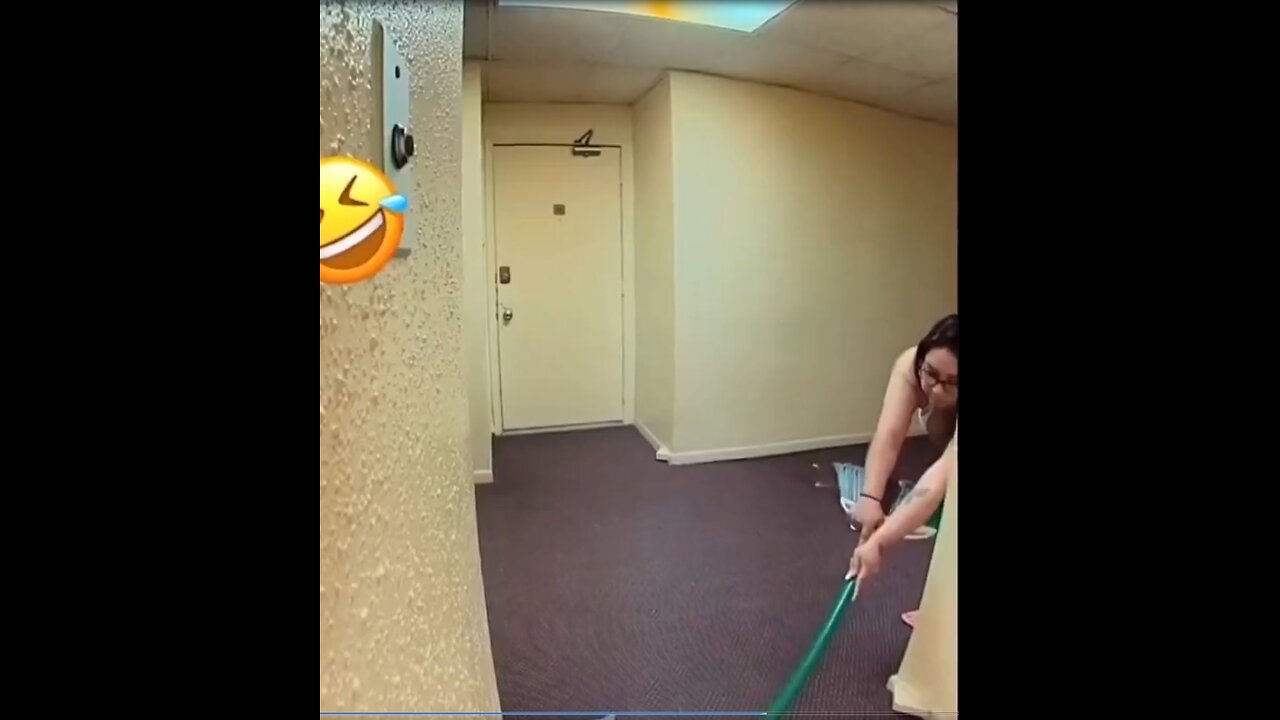 Neighbor tries to steal package off cam view with a broom