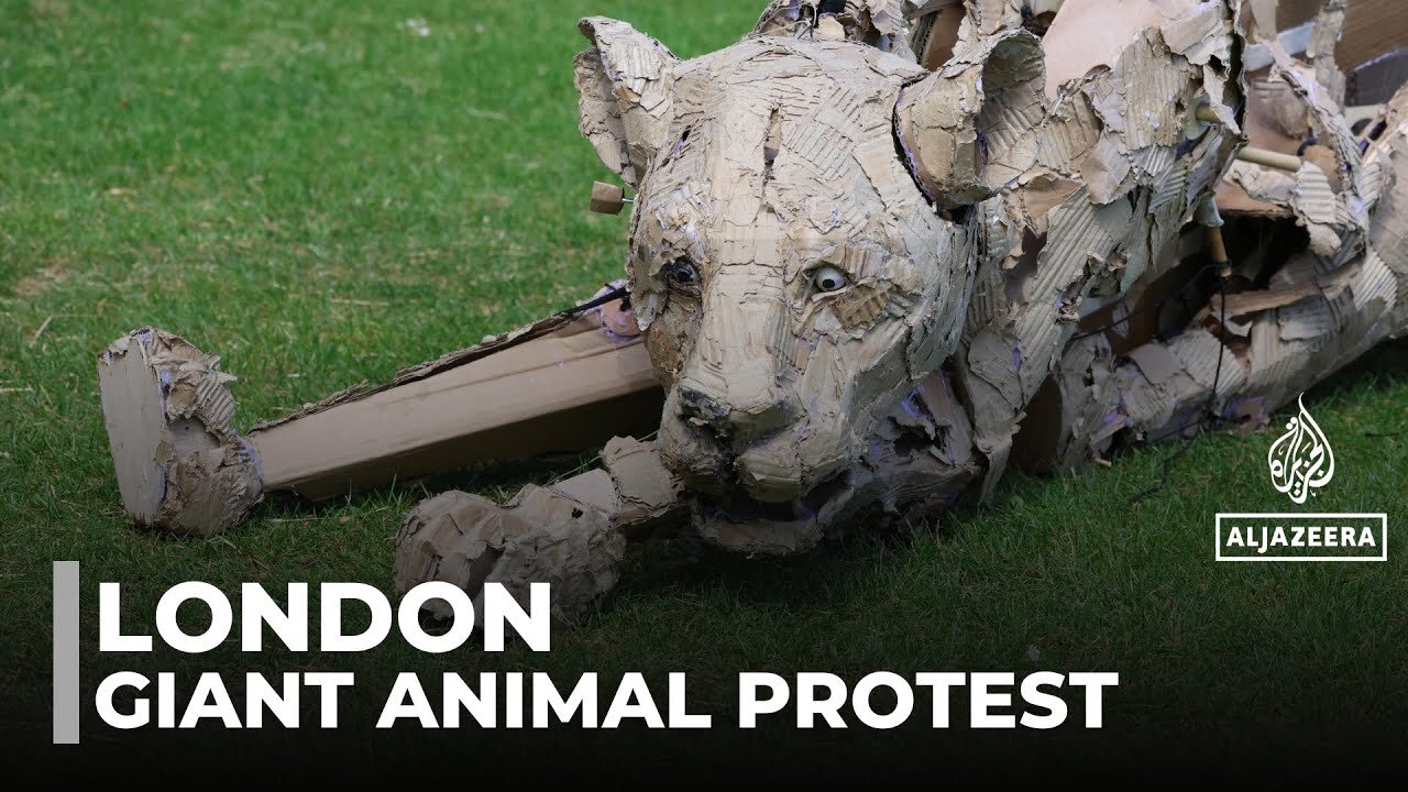 Climate protest hits London with giant puppet animals