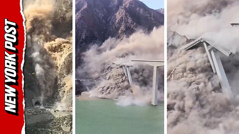 Shocking footage of Chinese bridge collapsing months after opening