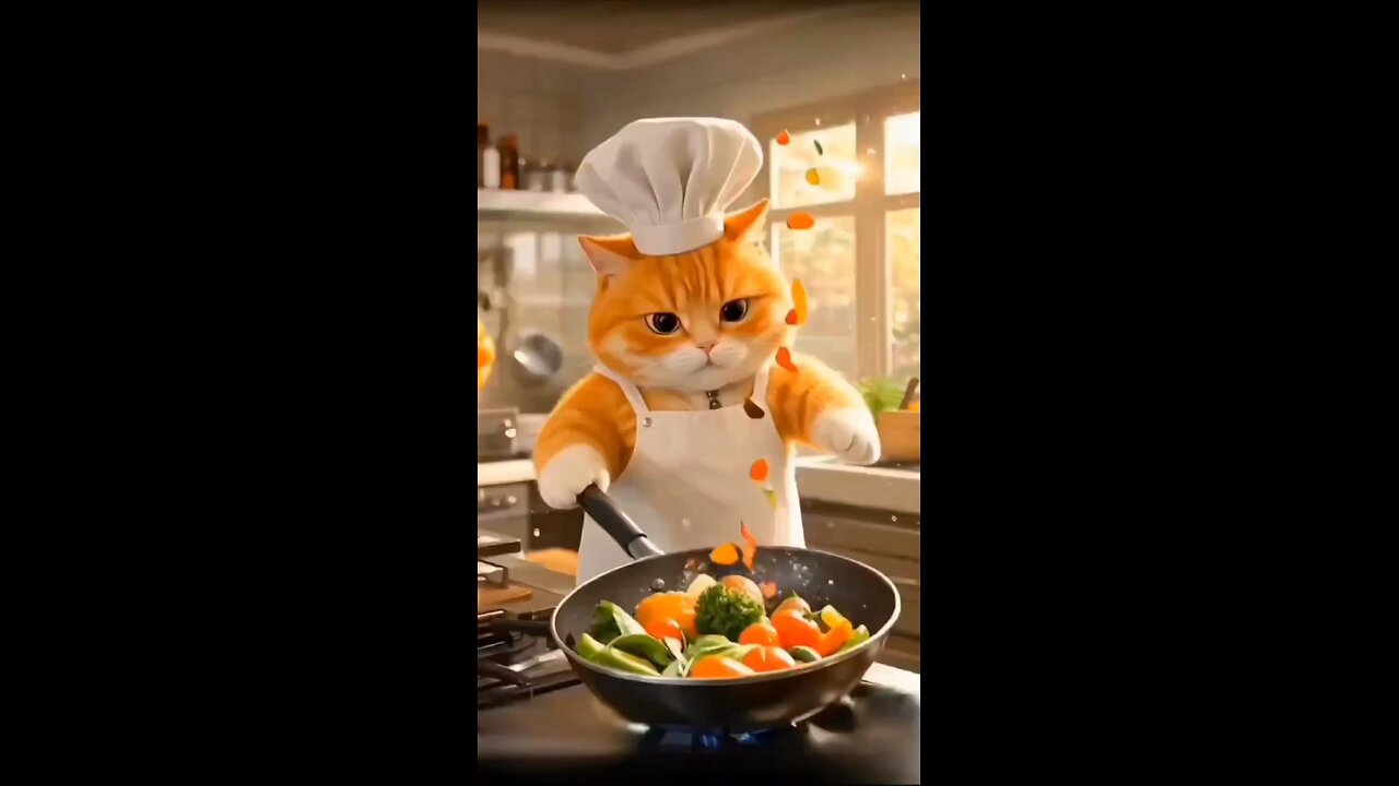cat vegetable cooking