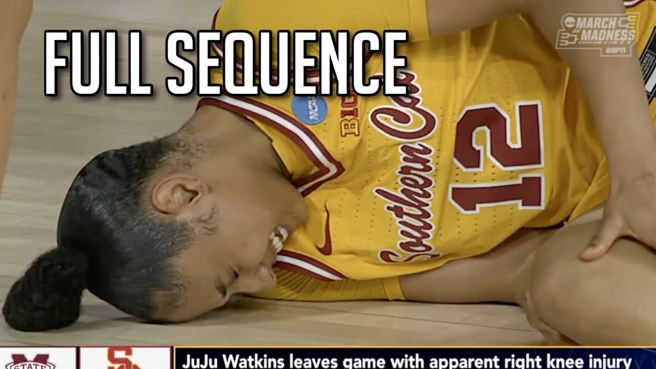 JUJU WATKINS INJURY (GRUESOME LEG) + FULL SEQUENCE (MARCH MADNESS 2025)