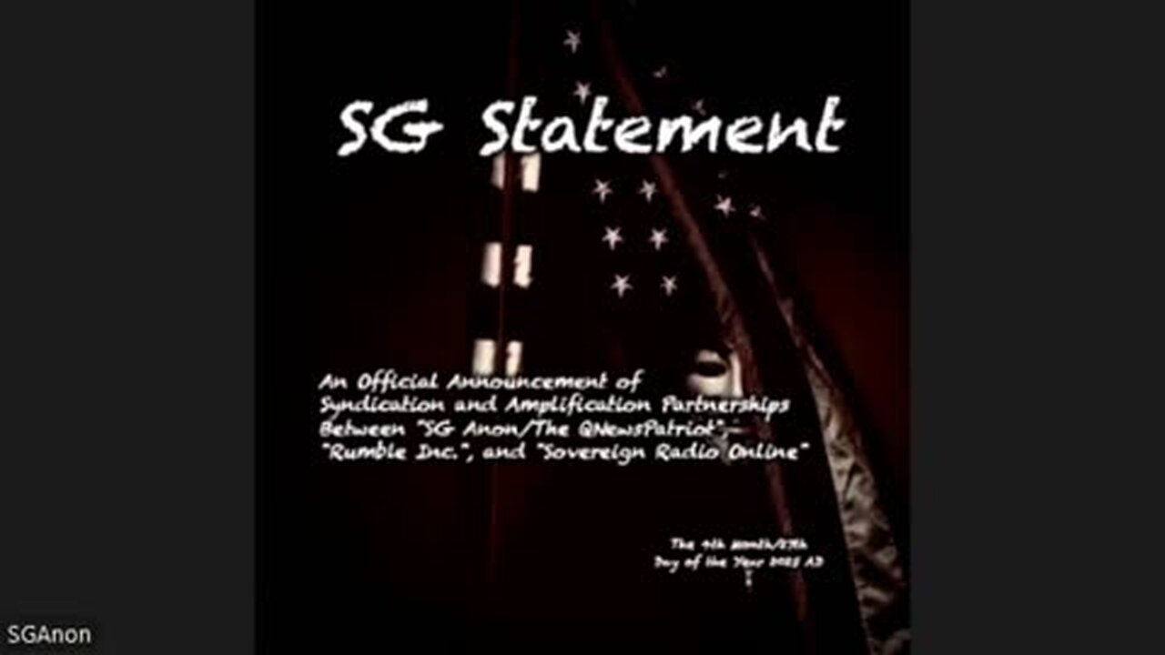 Official Statement Video by SGAnon Regarding QNewsPatriot's 2025 Syndication
