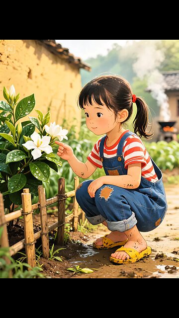 cute japanese girl playing