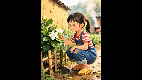 cute japanese girl playing
