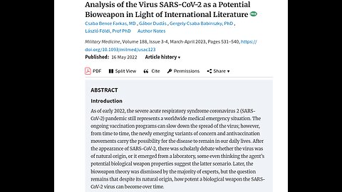 A Biowarfare Military Analysis of SARS-CoV-2; Farkas et al (With Charles Rixey)