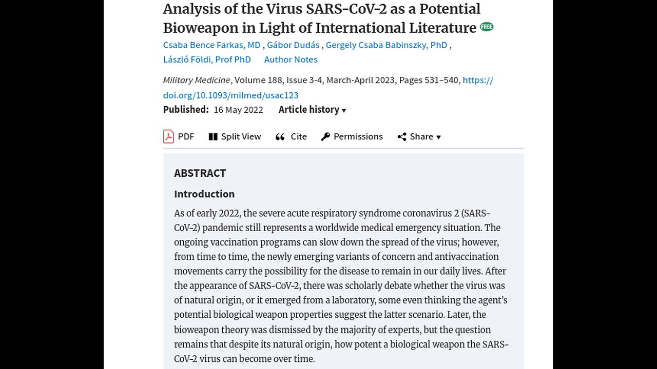 A Biowarfare Military Analysis of SARS-CoV-2; Farkas et al (With Charles Rixey)