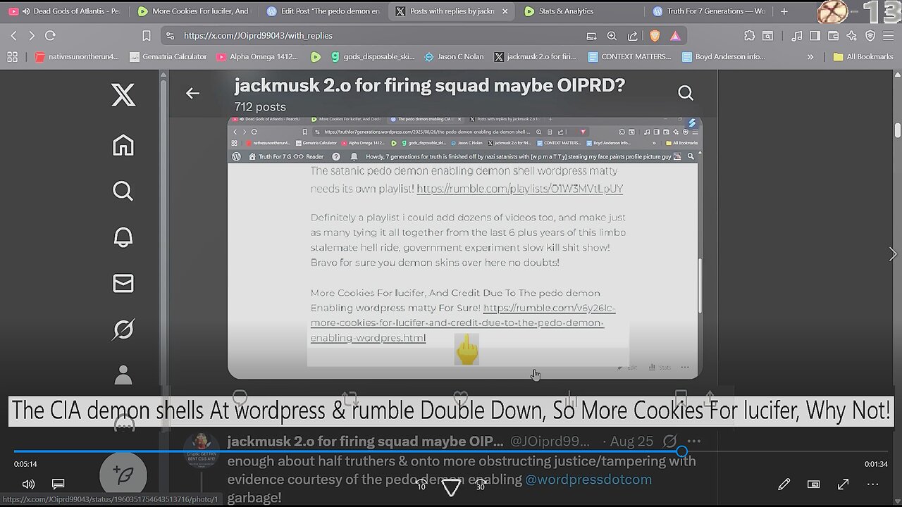 The CIA demon shells At wordpress & rumble Double Down, So More Cookies For lucifer, Why Not!