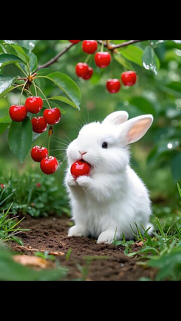 rabbit eating fruit