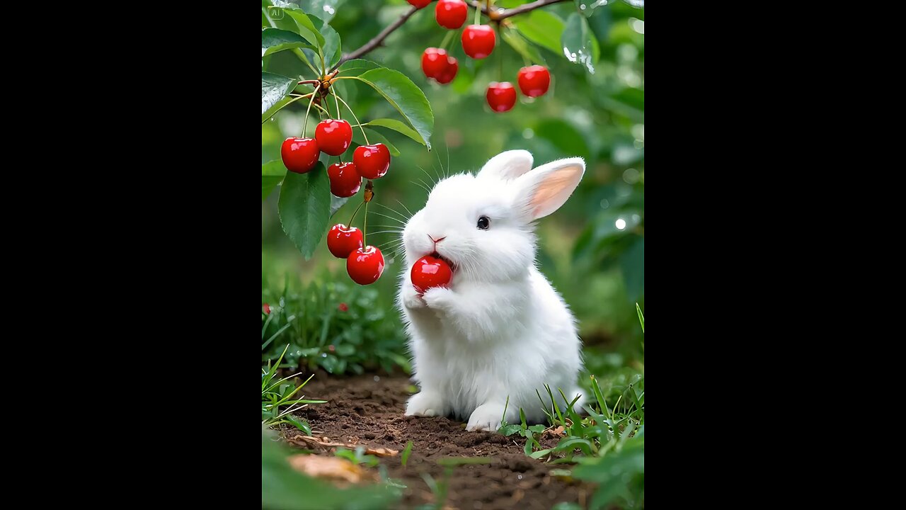 rabbit eating fruit