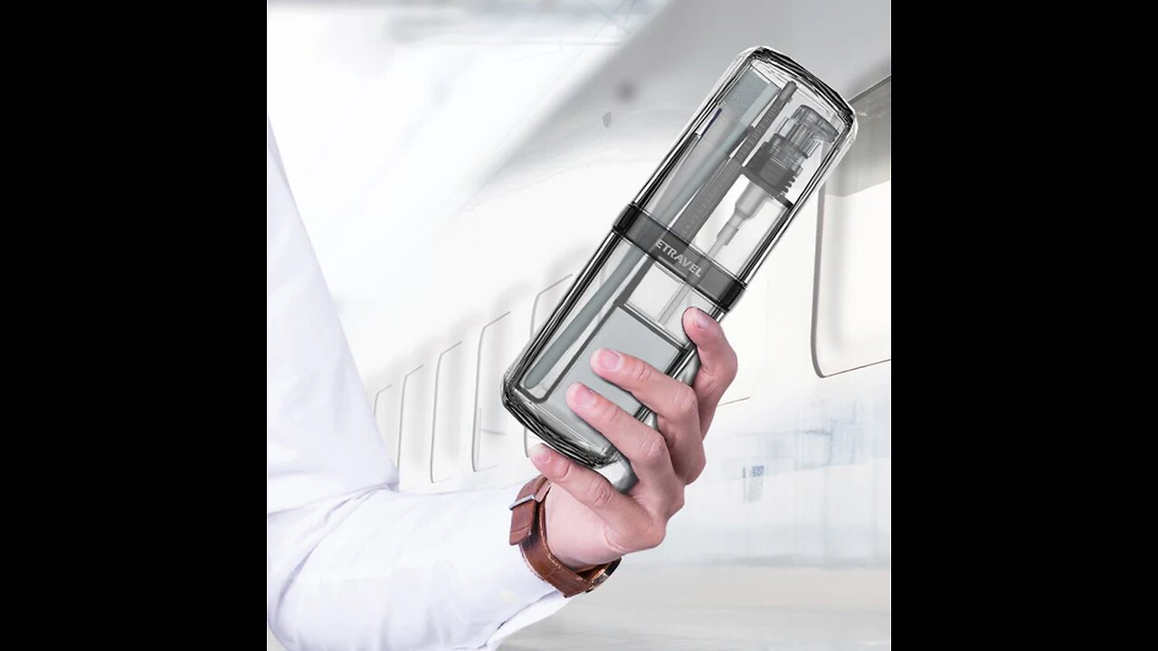 8-in-1 Portable Sub-Bottle, with 2Cups, 2 Travel Bottles, Soft Toothbrush, Foldable Comb, Toothpaste