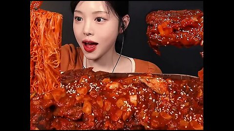 Korean spicy rib, kimchi