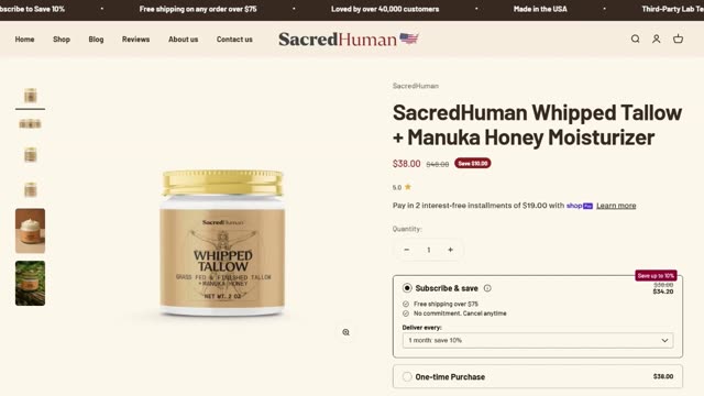 SacredHuman 20% off end of Summer sale starts today! Tallow Moisturizer almost sold out!