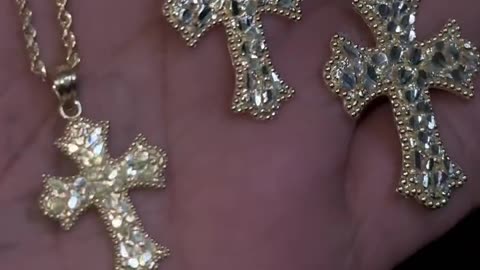 Real 10K Gold Nugget Cross & Solid Rope Sets