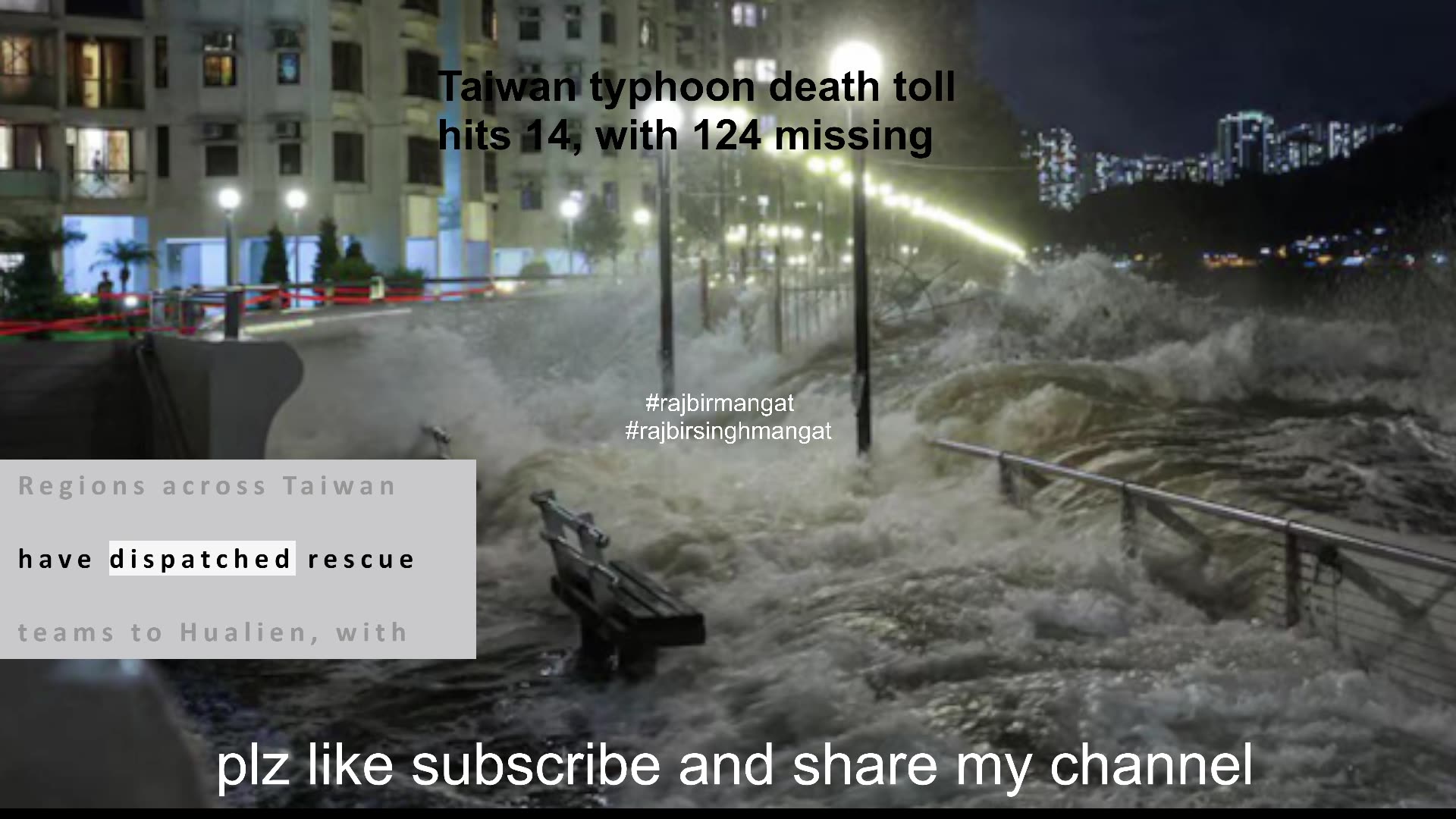 Taiwan typhoon death toll hits 14, with 124 missing