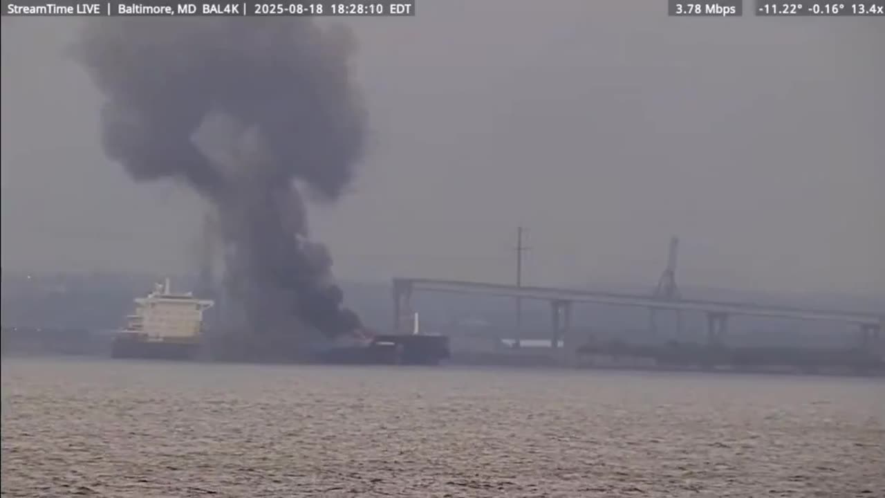 Cargo ship reportedly explodes in Baltimore Harbor at Chesapeake Bay, Maryland