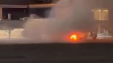 An Airbus A320 bursts into FLAMES in Brazil after landing, with a baggage loader sparking the blaze