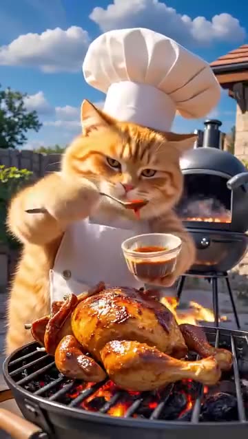 Cat Roasts Chicken Like a Pro! | Funny Animation