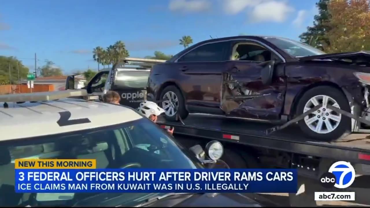 🚨 3 ICE Agents injured after vehicle ramming attack.