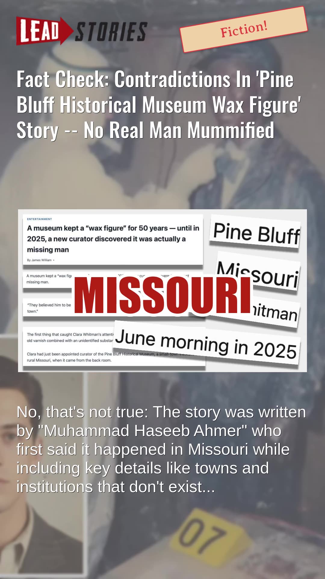 Fact Check: Contradictions In Pine Bluff Historical Museum Wax Figure Story -- No Man Mummified